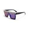 Womens Square Oversized Rhinestone Sunglasses blue