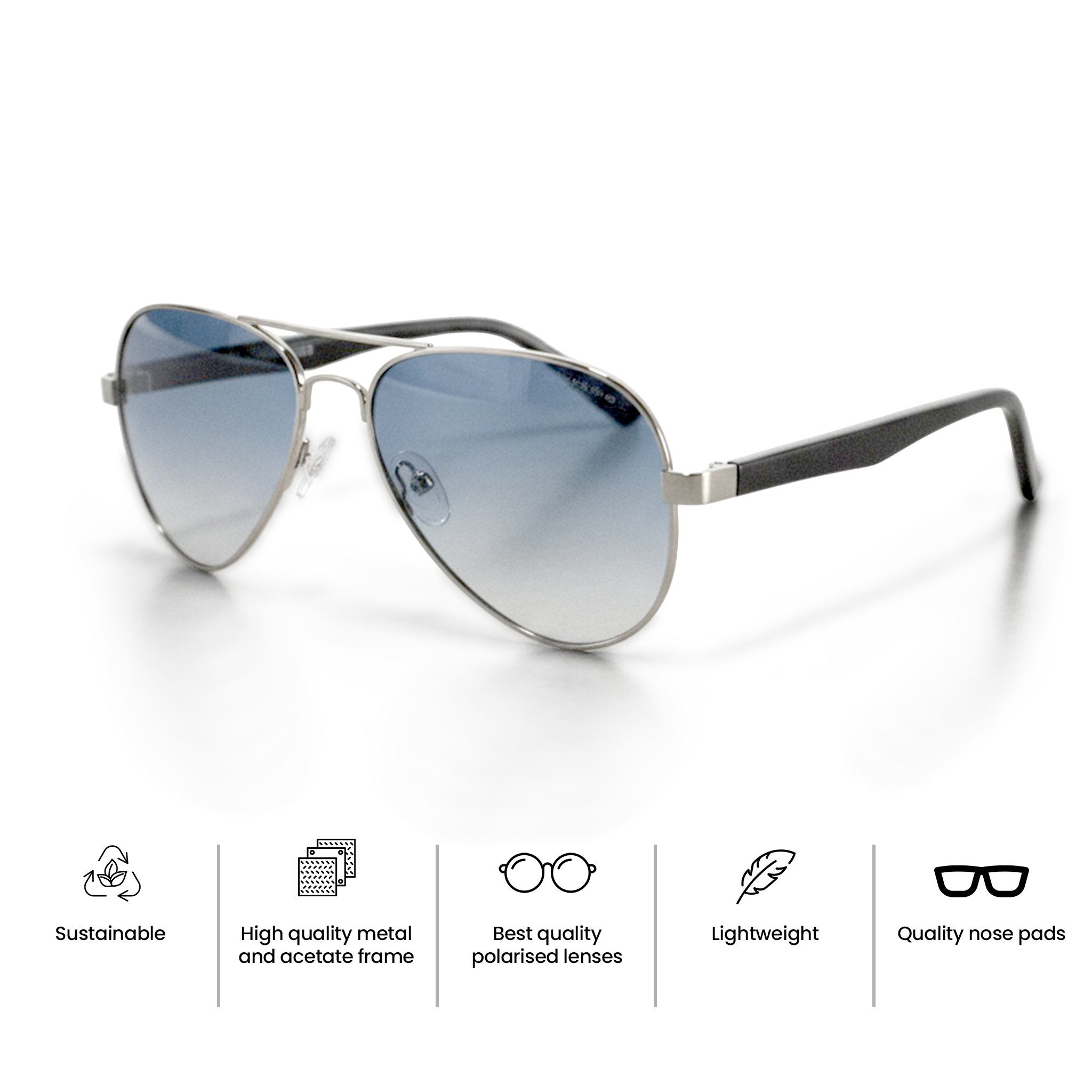 Retro Aviator Acetate Temple Sunglasses promo